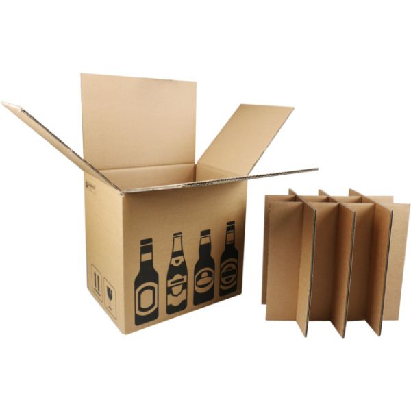 Custom logo Eco Friendly Food Packaging Brown corrugated wine shipping box