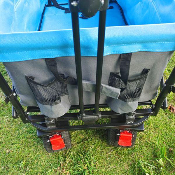 Camping Utility Folding Wagon Cart Beach Trolley With Adjustable Roof Trunk Basket