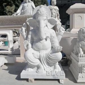 Quality Lord Ganesh Statues Marble Sculpture Life Size Hindu God Garden Statue White Stone Carving Indian Religions for sale