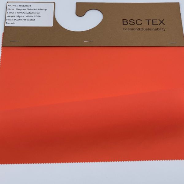 40D 53GSM 0.2 Ripstop Recycled Nylon Fabric Taffeta PU Coated