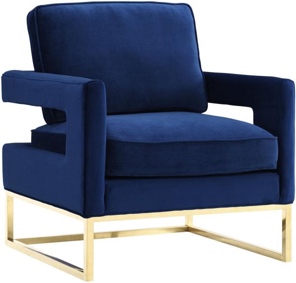 Buy new classic deep blue velvet fabric and stainless steel frame single lounge chair for wedding party event at wholesale prices