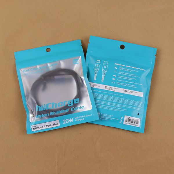 USB data cable custom printing frosted mylar bag self sealing bag phone case pouch aluminum foil packaging bag