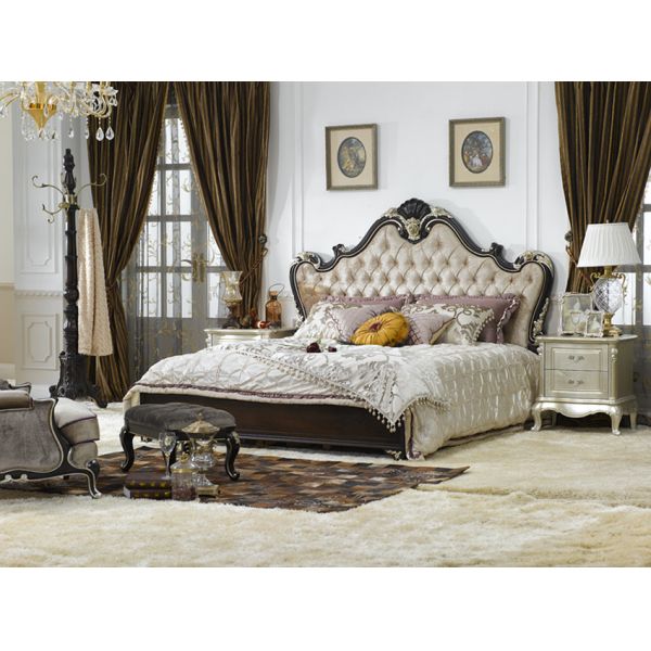 Environmentally Luxury European Bedroom Furniture Fashion Royal Bed Xinyu