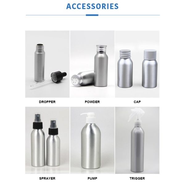 Sliver Color Customized Color Aluminum Bottles Hand Sanitizer Spray Bottle Aluminum Cosmetic Bottles
