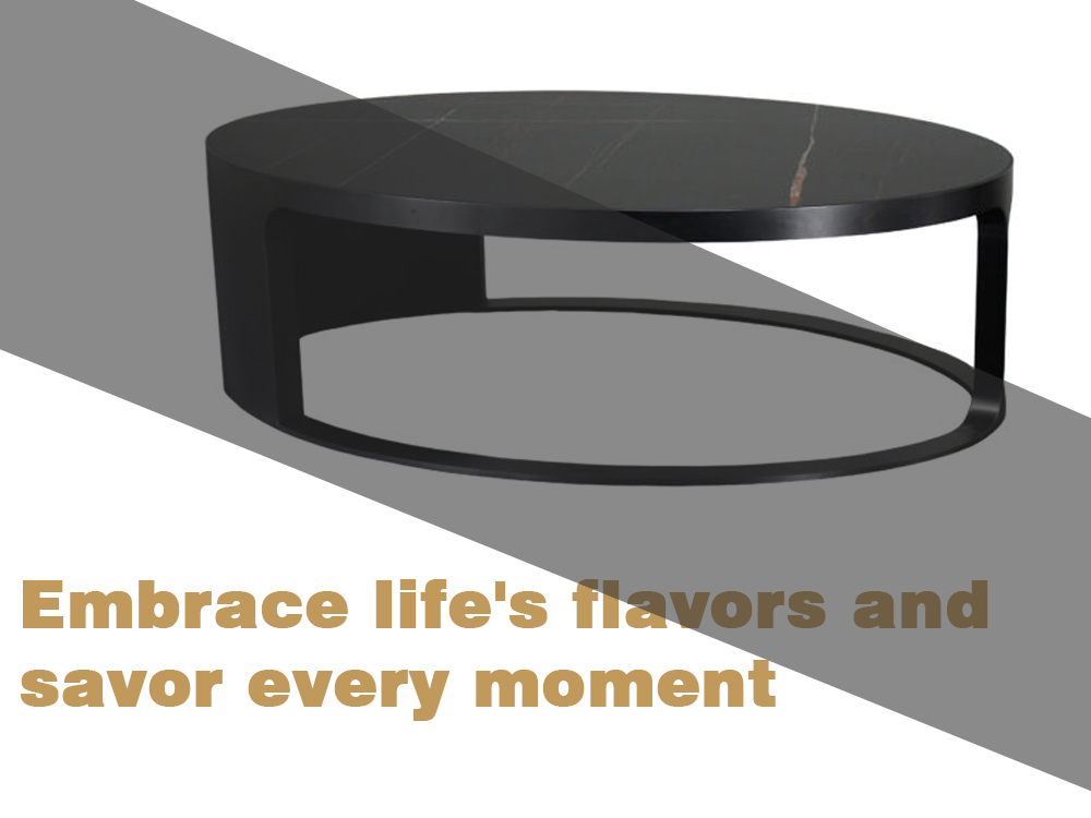 Half Hollow Black Tray Top Coffee Table , Modern Marble Side Table 400mm Height