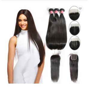 Buy cheap SGS Straight Human Hair Weave / Peruvian Hair Bundles With Closure from wholesalers