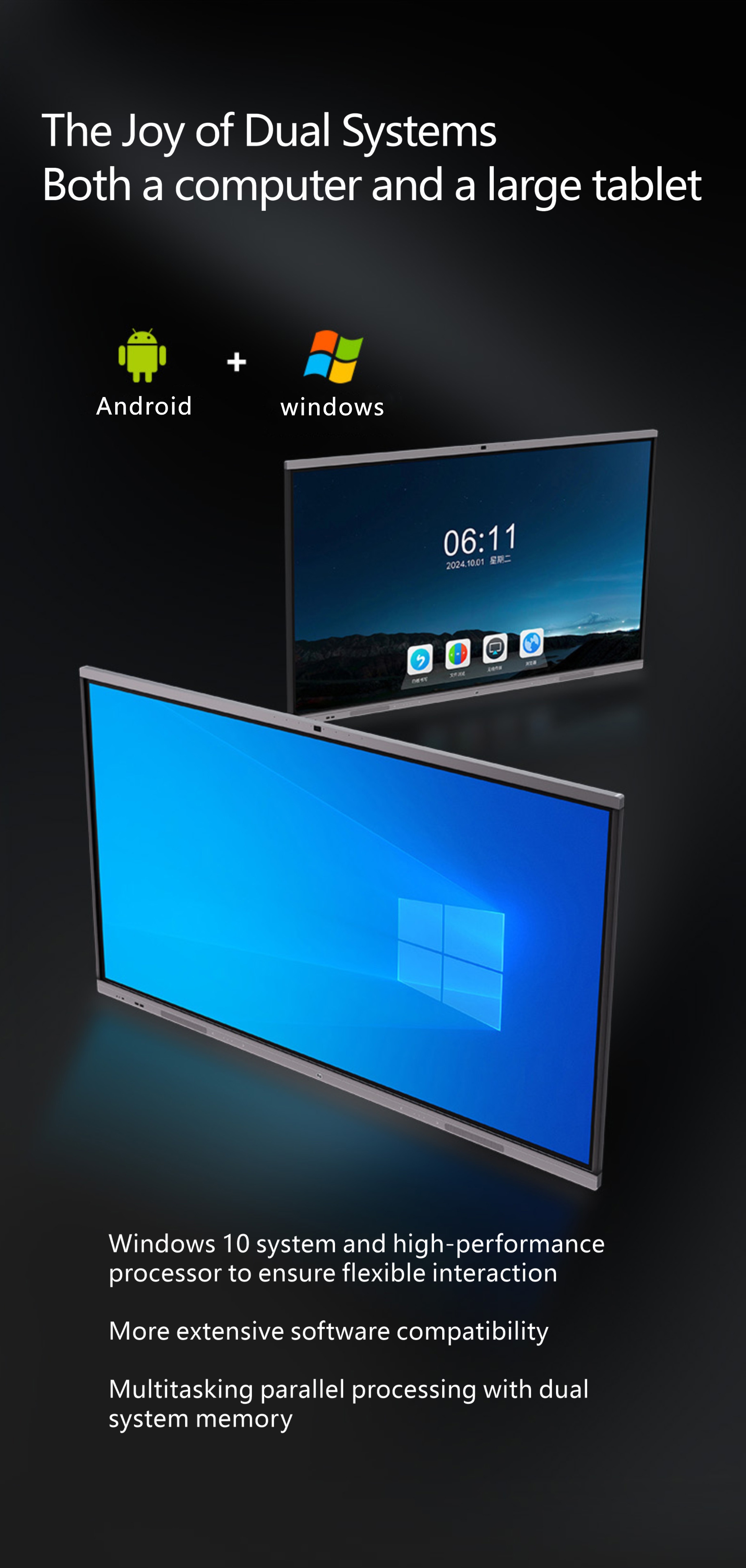 115 Inch AI LCD Display Interactive Smart Board Digital Classroom Interact Display Touch Screen Flat Panel Interactive Whiteboard Smart Board