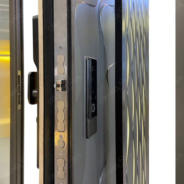Aluminium Door with LED Lights American Senior Entrance Door Superior a Class Lock System Aluminium Door