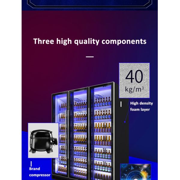 Multi Gate Glass Door Commercial Deep Freezer Dazzling Black Display Cabinet