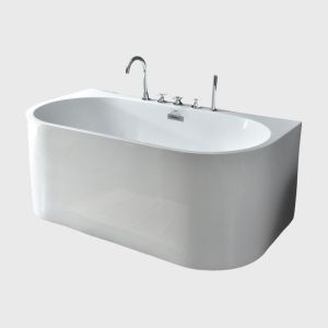 Small Freestanding Bathtub Against Wall Pedestal Tub Soaking 60x30