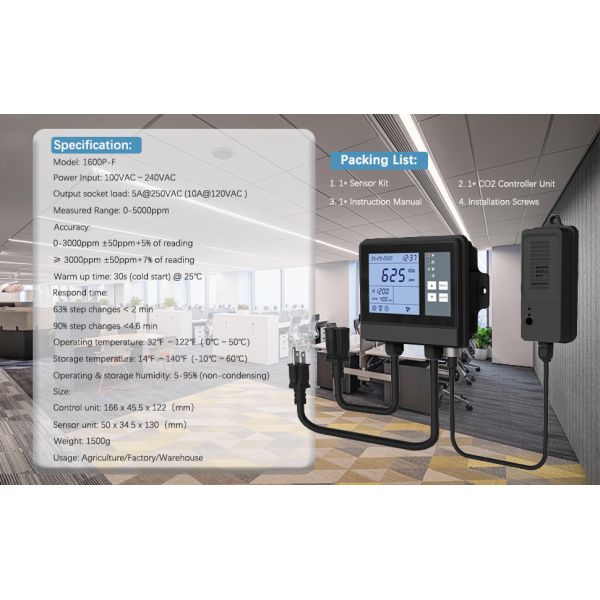 Remote Greenhouse Climate Controller Fan Co2 Monitor Sensor For Confined Space