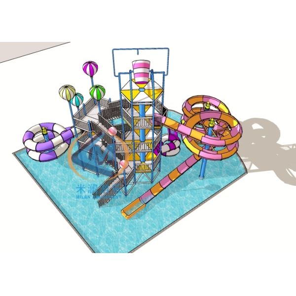 Ocean Theme Water Park Playground Design Water Park Layout Design 35x25m For Kids Adults