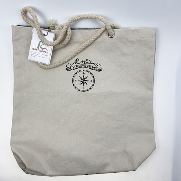 Rope Handle Canvas Shopping Bags with Customized Full Color Printing