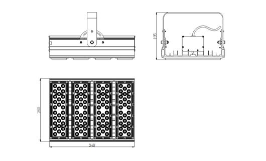 IP66 Waterproof LED High Mast Light 200W , High Luminous Warm White LED High Bay Fittings