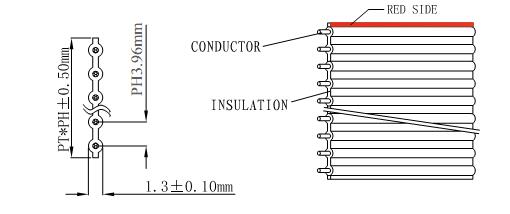 PVC Flat Ribbon Cable UL2651 #24AWG 10Pins 3.96mm Pitch