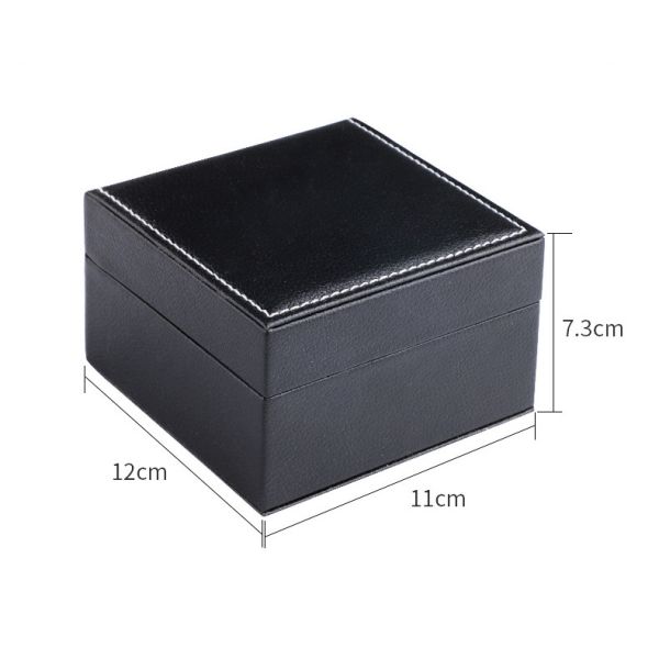 Black Leather Watch Boxes Hard Cardboard Gift Boxes 120x110x73mm Customized Logo