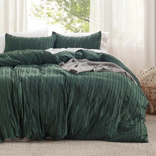 Striped Boho Duvet Cover - 3 Pieces Shabby Chic Tufted Boho Bedding Set For All Seasons