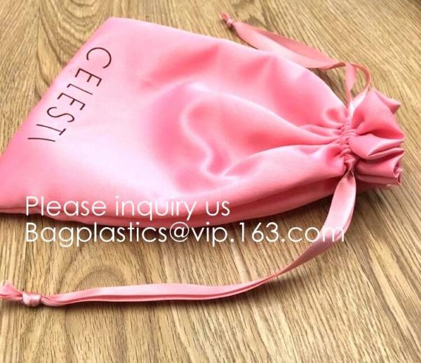 Gift bag With Drawstring,Bag For Hair Extension,Pouch For Jewelry,Ivory Satin Drawstring Pouch bags,Promotion Colorful S