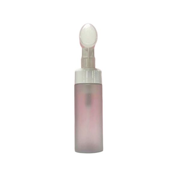 Cosmetic Facial Cleanser 50ml 100ml 150ml Pink White Pink Pet Foam Pump Bottle With Eva Silicone Brush