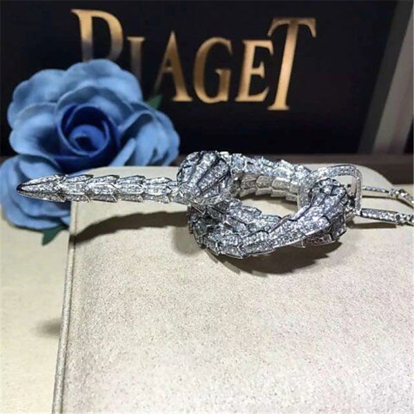 B Luxury jewelry factory high-qu Heavy diamond snake Necklace 18k gold white gold yellow gold rose gold diamond necklace