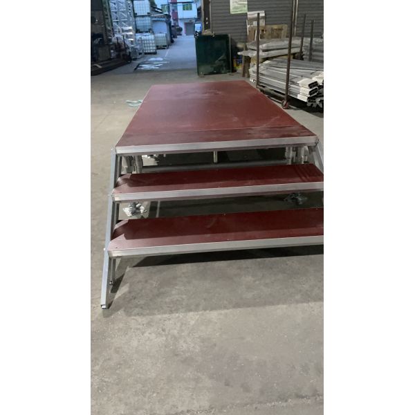 Adjustable Portable Stage Platform Modular System Square Red Finish Aluminum Alloy Stage