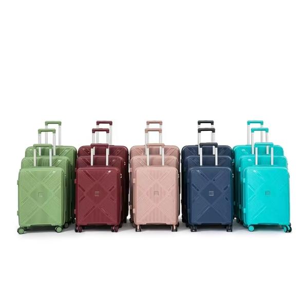 Green PP Modern Style Luggage Sets Durable Hard Shell Suitcase Waterproof Travel Cabin Luggage