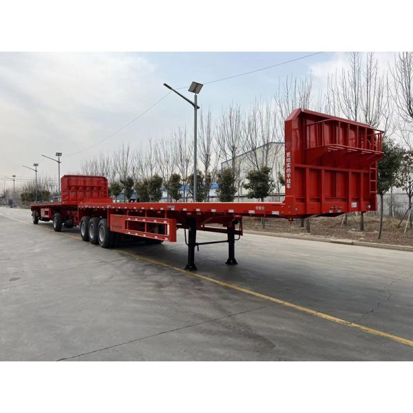 3 Axle 2 Axle Full Trailer Flat Bed Cargo Trailer Train With Dolly Trailer For Mongolia