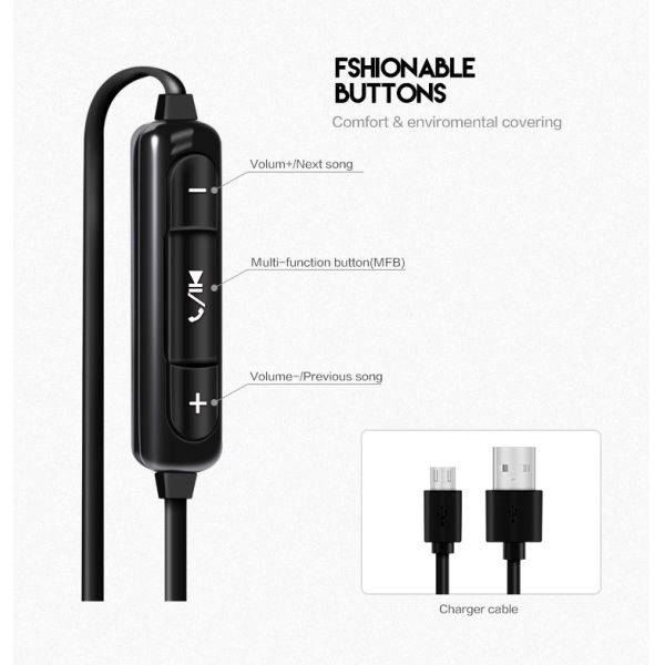 Portable In Ear Running Earphones BT V5.1 Stereo Bluetooth Earphones