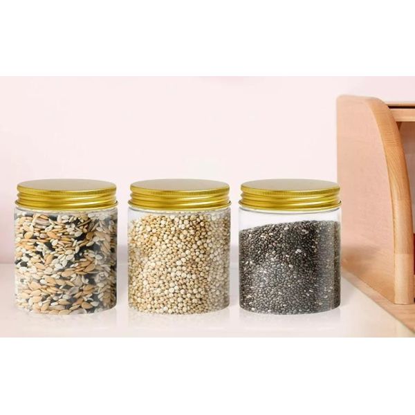 White Black Amber Wide Mouth Plastic Jar With Aluminum Lid 60ml 100ml 200ml