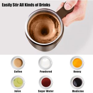 Double Wall Multifunctional Magnetic Stirring Cup Self Stirring Travel Mug