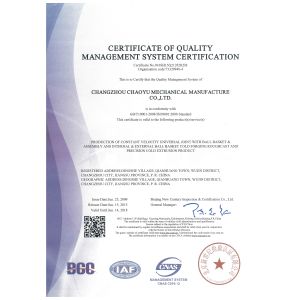 Changzhou Chaoyu Mechanical Manufacture Co., Ltd. Certifications
