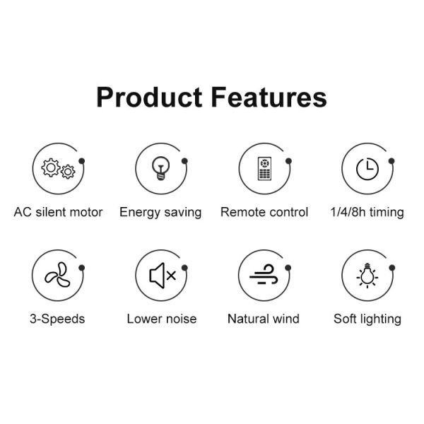 Modern Bedroom Decorative 44-inch LED Ceiling Fan with Remote Control and AC Motor