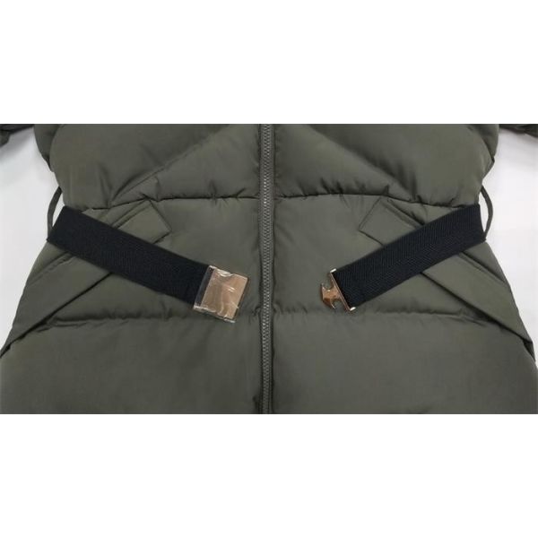 Black Green Extra Long Padded Coat With Hood Womens Waterproof