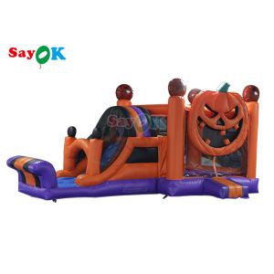 Quality Halloween Pumpkin Inflatable Jumping Castle With Slide Combo for sale