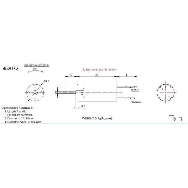 8520 Coreless Motor , 3.7v High Speed Motor 50000 Rpm For Quadcopter