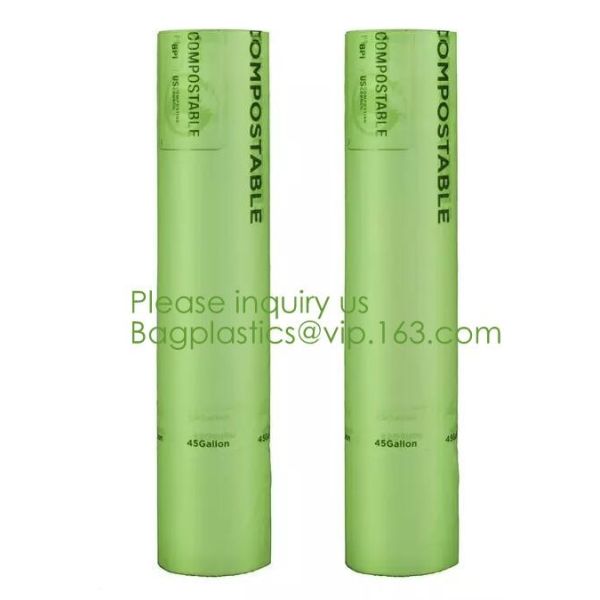 64 Gallon compostable trash bag biodegradable garbage bag, 0.9 Mil, 47"W x 60"H,cornstarch made 100% eco friendly direct