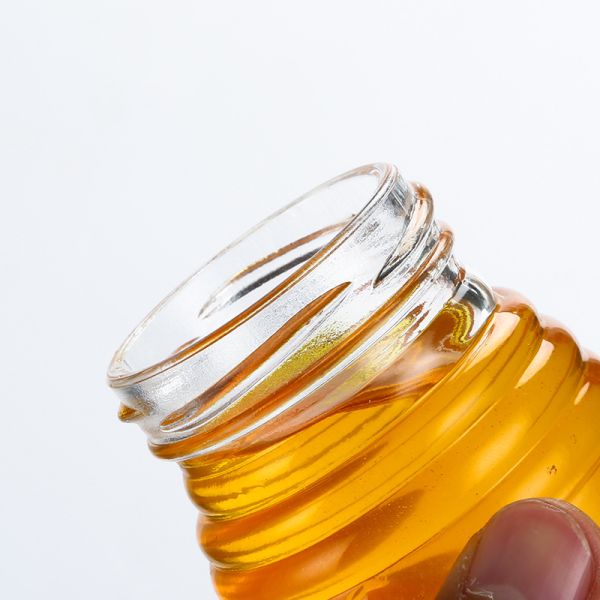 Bee Shape Little Glass Jars , Fancy Threaded Round Glass Jar With Lid