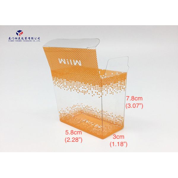 Rectangle PET Custom Printed Plastic Boxes Orange Color Size 5.8cm*3cm*7.8cm