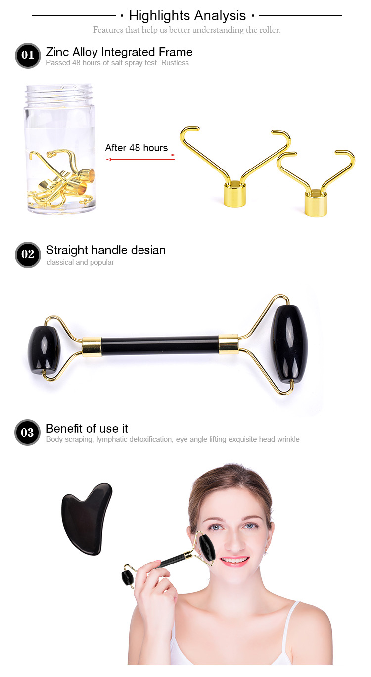 3.9CM Remove Toxins Black Face Stone Roller Obsidian Neck Beauty Instrument