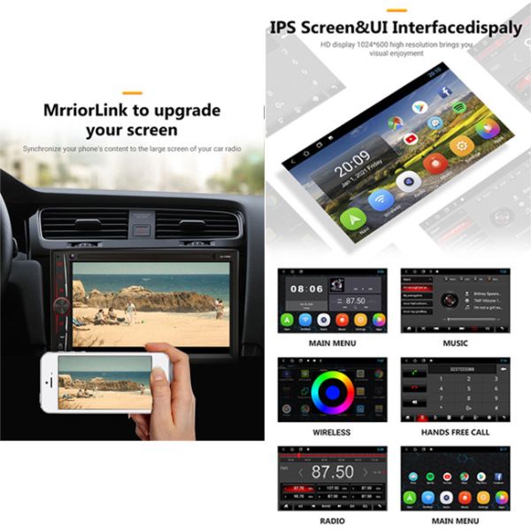 7 Inch Double Din Car Stereo With Backup Camera