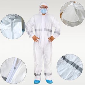 China Non Woven Disposable Hazmat Suit Hi Vis Waterproof Safety Coverall With Reflective Strip on sale