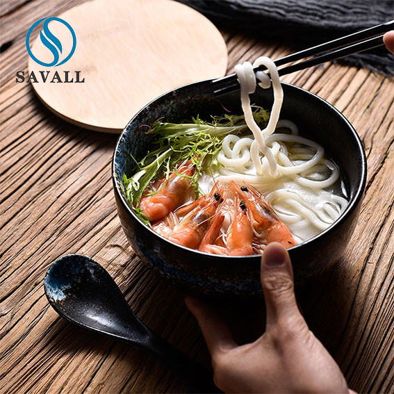 Buy Rustic Porcelain Serving Bowls With Lids 1280C Fired Spray Glaze at wholesale prices