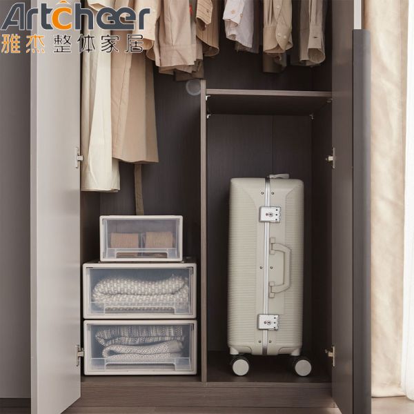 Bedroom Furniture Modern light grey wardrobe Closet Design with Clothes Hanger and Two Doors