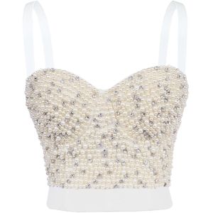 pearl beading Bustier Top