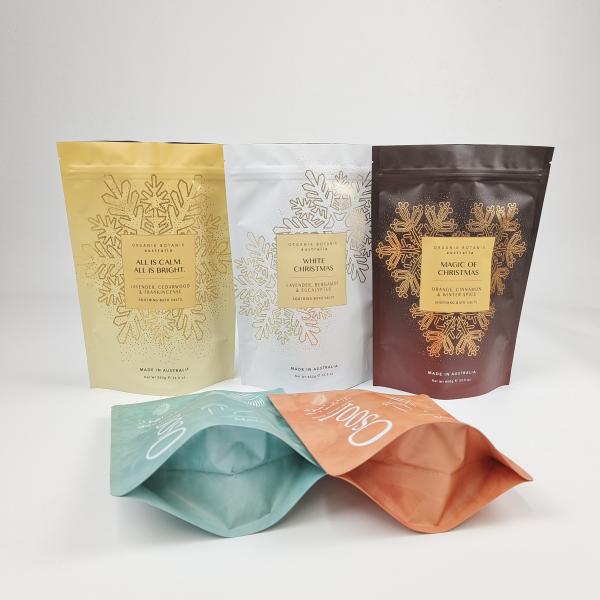 Stand Up Doypack Mylar Aluminum Foil Pouches Bath Soak Body Scrub Packaging Bags Powder Zipper Bag