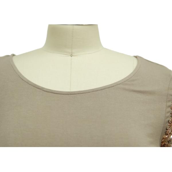 Women's Soft Viscose 1/2 Sleeves Shirt Round-Necline With Paillette Embroider At Sleeve