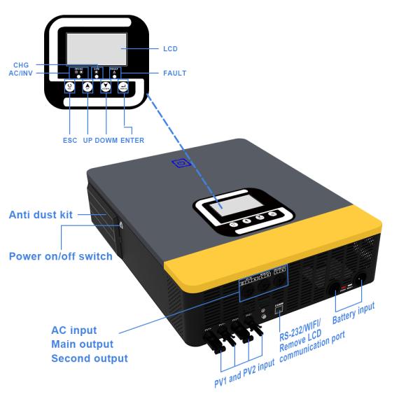 8KW Single Phase Solar Inverter 8000W 8Kva Dual MPPT Hybrid Inverter Pure Sine Wave