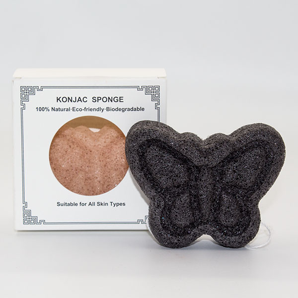 8.5*6.5*3cm Konjac Glucomannan Butterfly Bath Sponge 100% Natural Konjac Puff