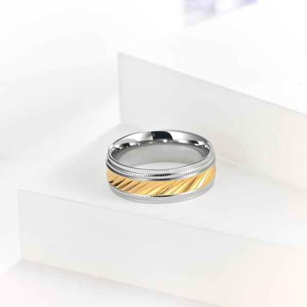 Fashion Men Stainless Steel Mirror Ring Simple Gold Plated Stainless Steel Glossy Rings
