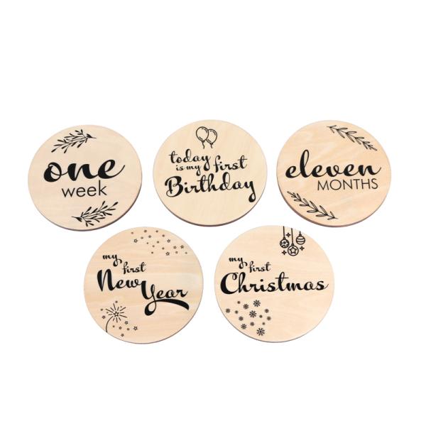 Baby Monthly Milestone Cards Wooden Printed Milestone Discs for Baby Newborn Gifts-customized design accept